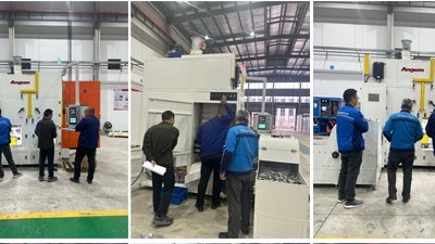 橡膠減震客戶寧波拓普 現(xiàn)場(chǎng)驗(yàn)收鏈?zhǔn)酵鈭A滾涂機(jī)